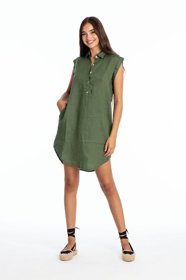 Ava - Linen - Buttoned Shirt Dress - RV ...